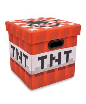 Minecraft TNT Block Fabric Storage Bin Cube Organizer with Lid | 13 Inches
