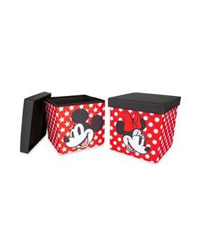 Disney Mickey & Minnie 15-Inch Storage Bin Cube Organizers with Lids | Set of 2