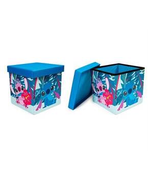 Disney Stitch and Angel 15-Inch Storage Bin Cube Organizers with Lids | Set of 2