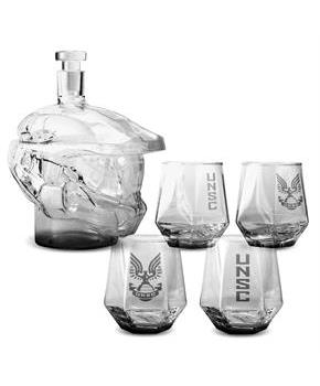 Halo Infinite Master Chief Helmet 6-Piece Whiskey Decanter Set with Glasses