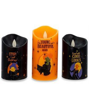 Disney Hocus Pocus LED Flickering Flameless Candles With Timers | Set of 3