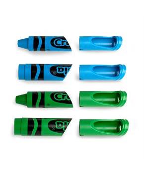 Crayola Set of 4 Crayon Wall Hooks | Cool Cyan (2x Mountain Meadow, 2x Cerulean)