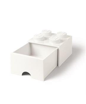 LEGO Brick Drawer, 4 Knobs, 1 Drawer, Stackable Storage Box, White