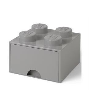 LEGO Brick Drawer, 4 Knobs, 1 Drawer, Stackable Storage Box, Stone Grey