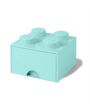 LEGO Brick Drawer, 4 Knobs, 1 Drawer, Stackable Storage Box, Mint Green