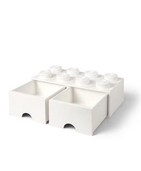 LEGO Brick Drawer, 8 Knobs, 2 Drawers, Stackable Storage Box, White