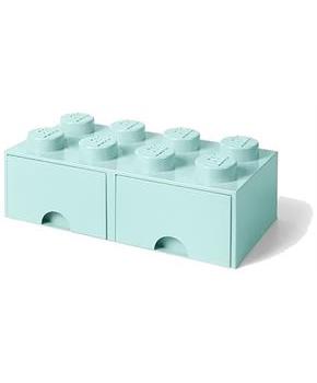 LEGO Brick Drawer, 8 Knobs, 2 Drawers, Stackable Storage Box, Mint Green