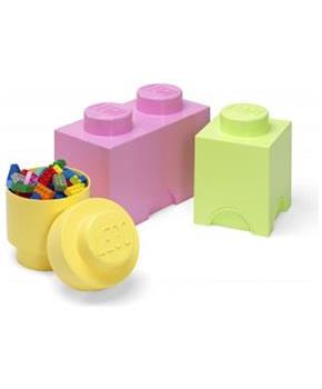 LEGO 3-Piece Storage Brick Set | Yellow| Green | Light Purple