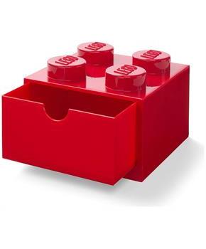 LEGO Desk Drawer 4 Knobs Stackable Storage Box | Red