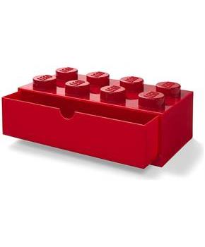 LEGO Desk Drawer 8 Knobs Stackable Storage Box | Red