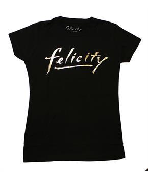 Felicity Gold Logo Junior's Black Cotton T-Shirt