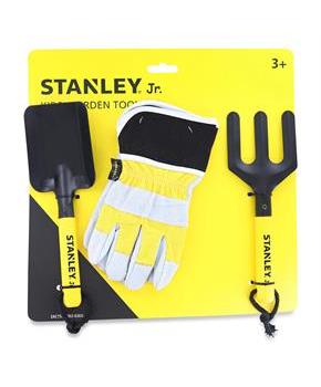 Stanley JR Garden Hand Tool 3 Piece Set | Hand Spade | Hand Fork | Work Gloves