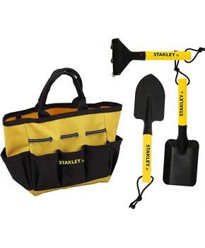 Stanley Jr. 4-Piece Garden Hand Tool Set | Spade | Trowel | Rake | Tool Bag