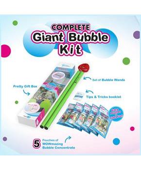 WOWmazing Giant Bubbles Kit Plus | Wand + 5 Packets Bubble Concentrate + Booklet