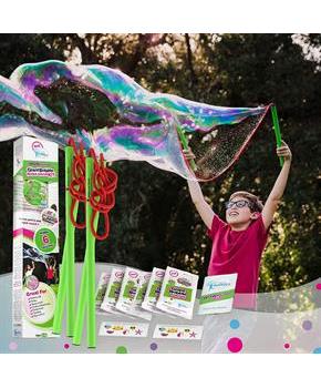 WOWMAZING Mega Value Big Bubble Kit | 2 Wands & Bubble Powder 6-Pack