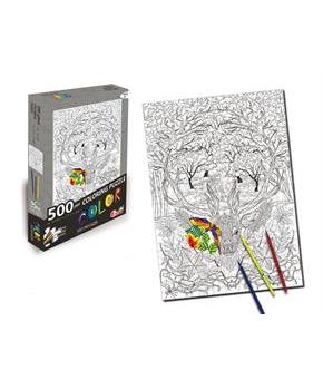 Deer 500 Piece Coloring Jigsaw Puzzle + 6 Markers