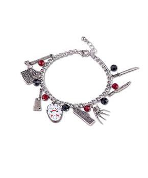 Freddy vs. Jason 15mm Enamel Charm Silver Finish Chain Bracelet Novelty Jewelry