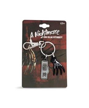 A Nightmare On Elm Street Sign and Freddy Glove Heavy Duty Metal Car Keychain