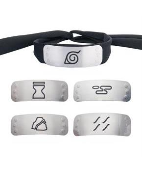 Naruto Cosplay Headband Set With 4 Village Plates