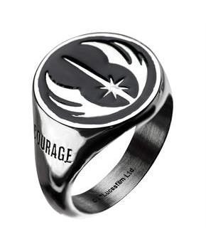 Star Wars Jewelry Men's Stainless Steel Jedi Signet Ring (Silver/Black) - Size 10
