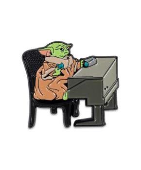 Star Wars: The Mandalorian Grogu Desk With Cookie Enamel Pin | Toynk Exclusive