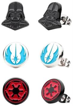 Star Wars 3 Pack Earring Set, Lola - Droid, Inquisitor logo and Obi Wan Com Device.