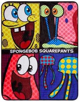 Nickelodeon SpongeBob SquarePants Character Grid Fleece Throw Blanket | 45 x 60 Inches