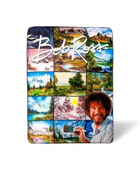 Bob Ross Oversized Fleece Sherpa Throw Blanket | 54 x 72 Inches