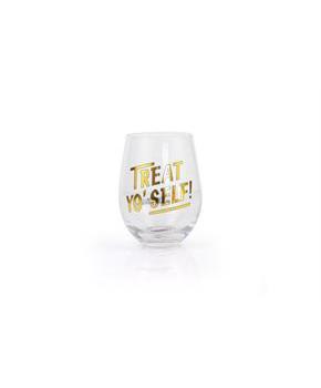 Parks and Recreation Treat Yo Self Stemless Wine Glass | Gold