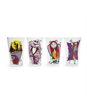 Disney Nightmare Before Christmas Jack & Sally 16-Ounce Pint Glasses | Set of 4