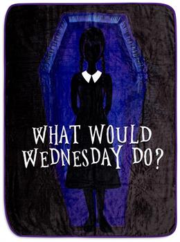 Addams Family Wednesday "What Would Wednesday Do?" Raschel Throw Blanket | 45 x 60 Inches