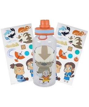 Avatar Chibi Aang & Appa Twist Spout Water Bottle And Sticker Set | 32 Ounces