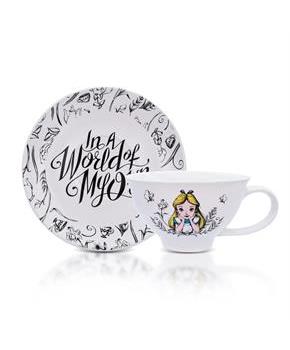 Disney Alice In Wonderland "World of My Own" Ceramic Teacup and Saucer Set