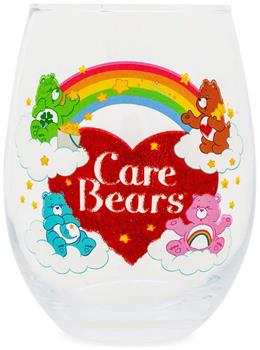 Care Bears Rainbow Heart Logo Stemless Wine Glass | Holds 20 Ounces