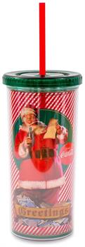 Coca-Cola Santa Claus Holidays Carnival Cup With Lid and Straw | Holds 20 Ounces