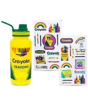 Crayola Crayon Box Retro Twist Spout Water Bottle and Sticker Set | 32 Ounces