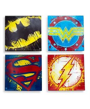 DC Comics Graffiti Superhero Logos Glass Coasters | Set of 4
