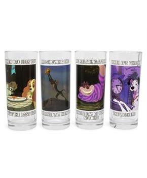 Disney Memes 10-Ounce Tumbler Glasses | Set of 4