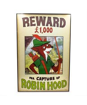 Disney Robin Hood Reward Poster Wood Wall Art Sign
