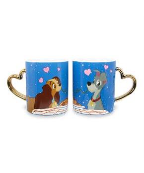 Disney Lady and the Tramp 14-Ounce Heart-Shaped Handle Ceramic Mugs | Set of 2