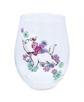 Disney The Aristocats Marie Walking Teardrop Stemless Wine Glass | Holds 20 Ounces
