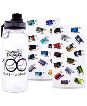 Disney 100 Years of Wonder 32-Ounce Twist Spout Water Bottle and Sticker Set