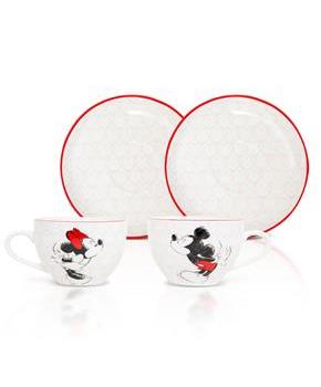 Disney Mickey and Minnie Bone China Teacup and Saucer | Set of 2