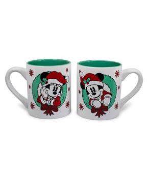 Mickey and Minnie Mouse Holiday Mugs, Set of 2 | Each Holds 14 Ounces