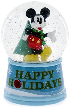 Disney Mickey Mouse "Happy Holidays" Light-Up Snow Globe | 6 Inches Tall