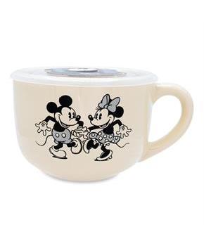 Disney Vintage Mickey and Minnie Mouse Ceramic Soup Mug With Lid | 24 Ounces