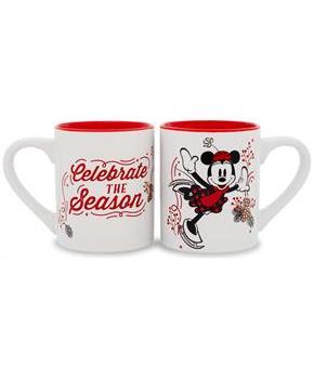 Disney Mickey and Minnie Mouse "Celebrate The Season" Ceramic Mugs | Set of 2