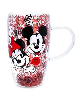 Disney Mickey and Minnie Hearts & Diamonds Confetti Glass Mug | Holds 15 Ounces
