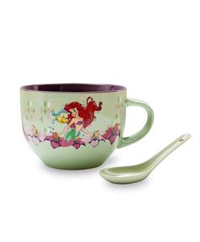 Disney The Little Mermaid Ariel Ceramic Soup Mug With Spoon | Holds 24 Ounces