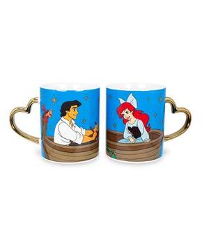 Disney Ariel and Eric 14-Ounce Heart-Shaped Handle Ceramic Mugs | Set of 2